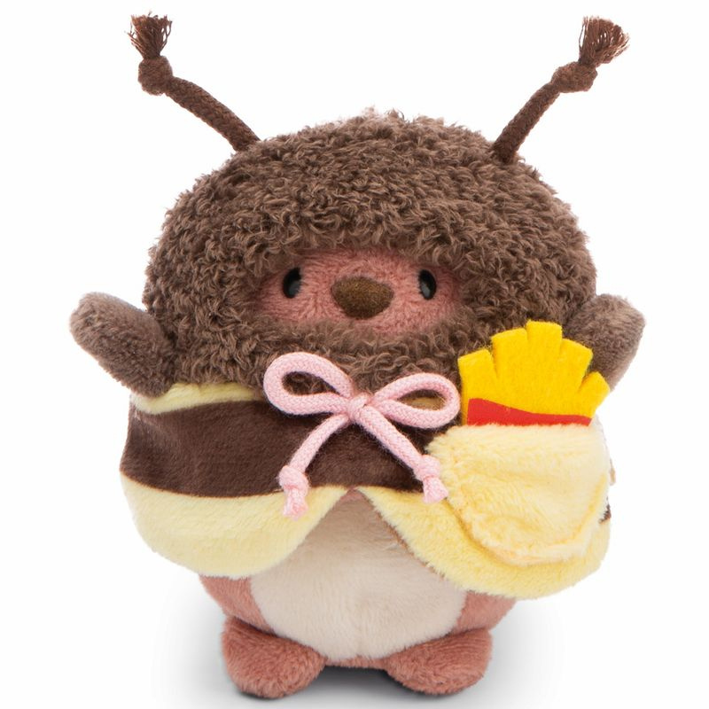 NICI plyš MyMochi Medvídek Nomo 8cm v kostýmu včelky a hranolkami,set dárkové balení 8,5x6,5x10cm