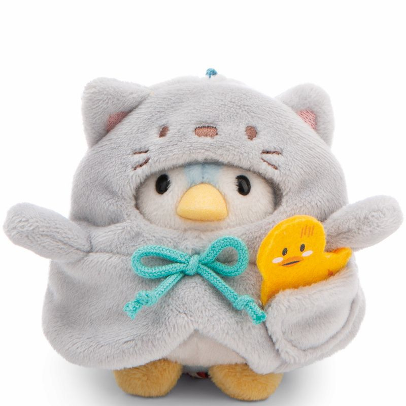 NICI plyš MyMochi Tučňák Waddle 8cm v kostýmu kočičky a kačenkou,set dárkové balení 8,5x6,5x10cm
