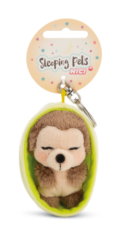 NICI klíčenka spící Ježek 12 cm, světle zelený košík, GREEN