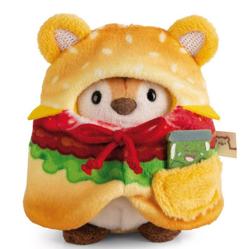 NICI plyš MyMochi Tygr Tiggy 8cm v kostýmu hamburger a okurkou,set dárkové balení 8,5x6,5x10cm
