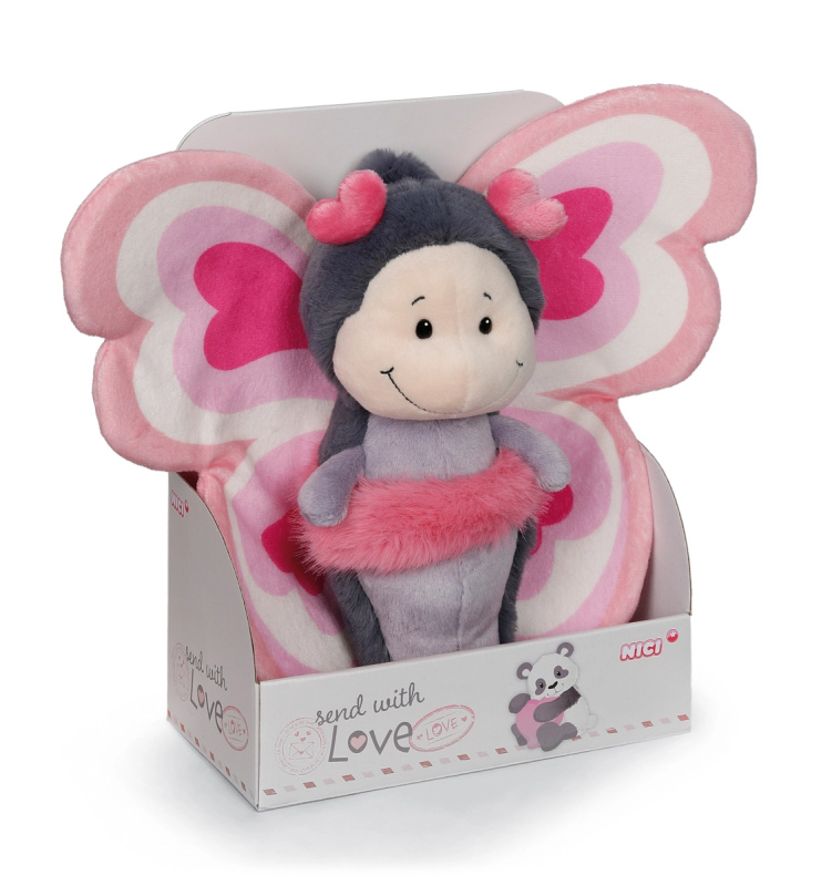 Nici plyšový motýlek Love v dárkové krabičce 21 cm