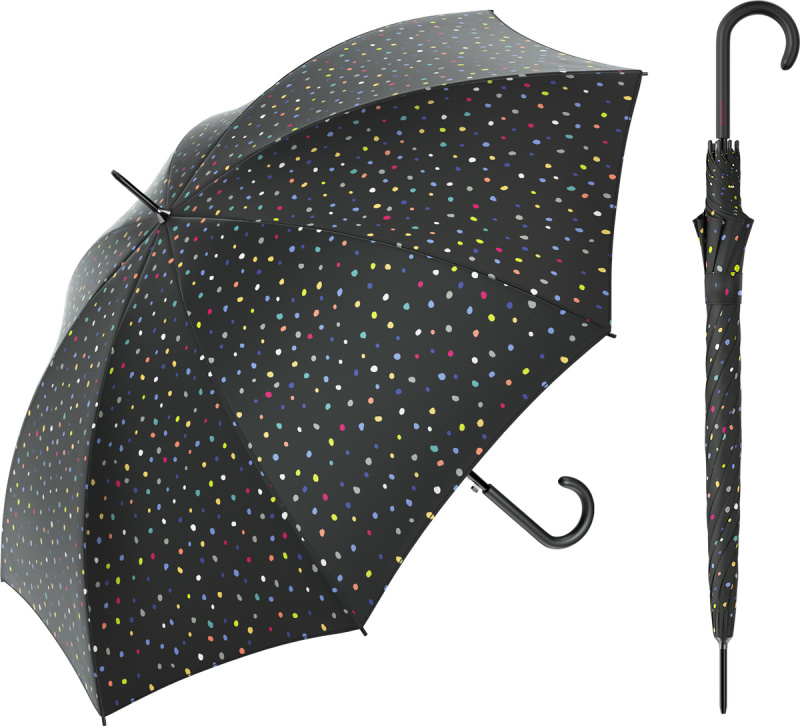 UNITED COLORS OF BENETTON Benetton deštník Dlouhý automatický Černý dots 86cm/105cm