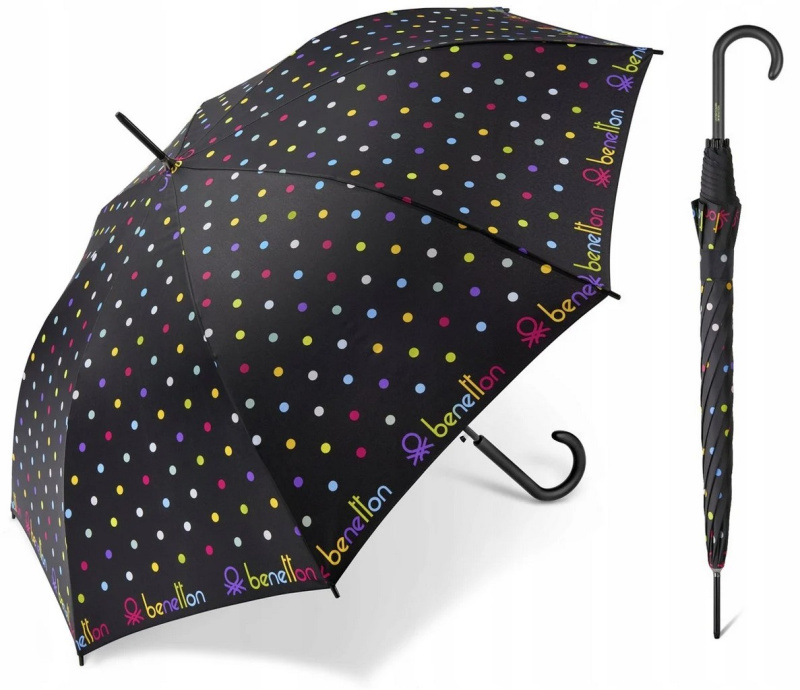 UNITED COLORS OF BENETTON Benetton deštník Dlouhý automatický Černý Signature Dot black 86cm/104cm