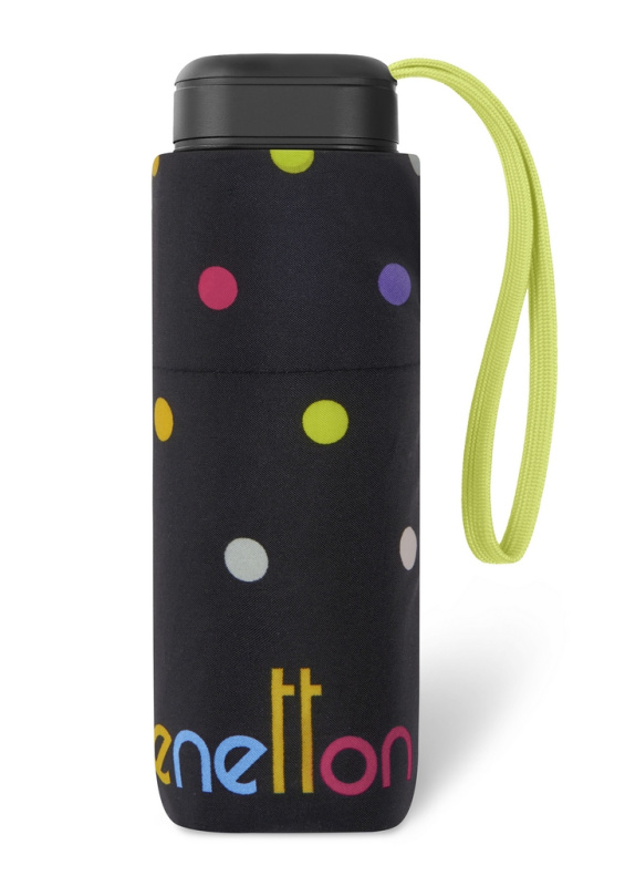 UNITED COLORS OF BENETTON Benetton deštník Ultra Mini Flat Skládací Černý Signature Dot black 17cm/87cm