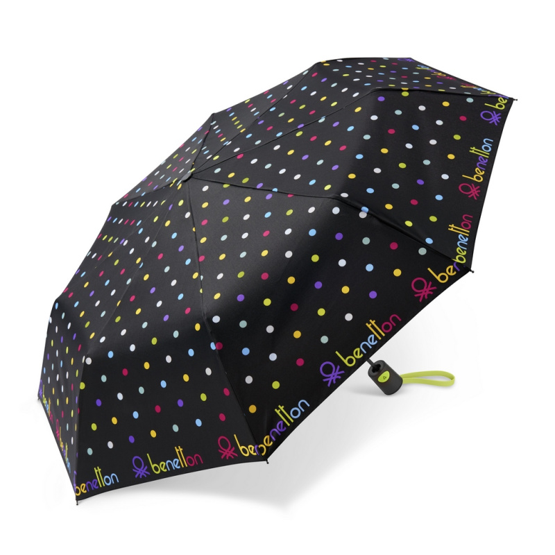 UNITED COLORS OF BENETTON Benetton deštník Skládací Černý Signature Dot black 28cm/95cm