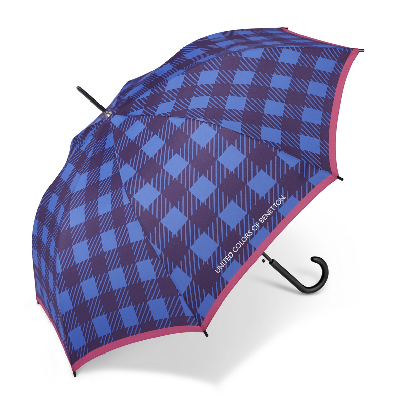 UNITED COLORS OF BENETTON Benetton deštník Dlouhý automatický Modrý Blue Checks 86cm/104cm