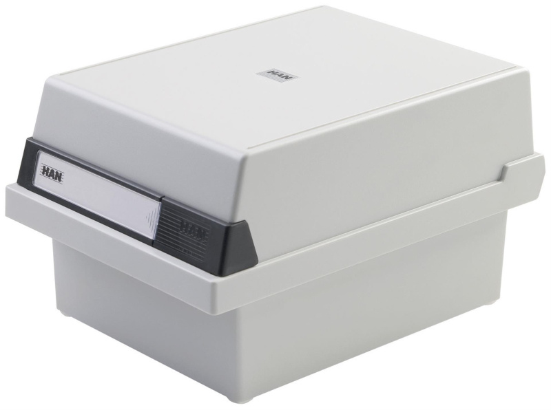 Kartotéka HAN A5 - s víkem, 235 x 190 x 250 mm, na šířku, světle šedá
