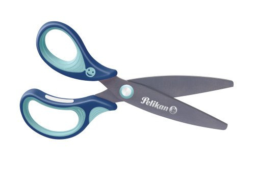 Dětské ergonomické nůžky Griffix s kulatou špičkou - pro leváky, modré