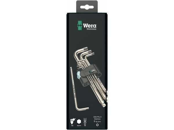 Wera 073544 Zástrčné klíče inbus 3950/9 Hex-Plus Stainless 1 SB, nerezové (Sada 9 dílů)