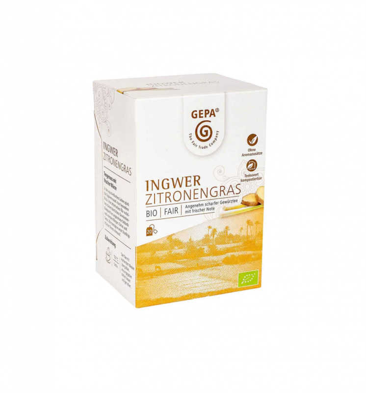 Čaj zázvorový s citrónovou trávou Fair Trade Gepa BIO - 20 x 1,5 g