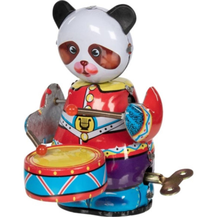 Plechová hračka - Retro panda s bubínkem na klíček (Goki)