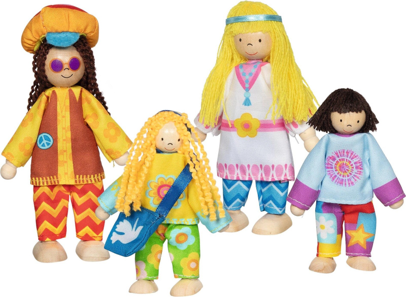 Panenky do domečku - Hippies rodina, 4ks (Goki)