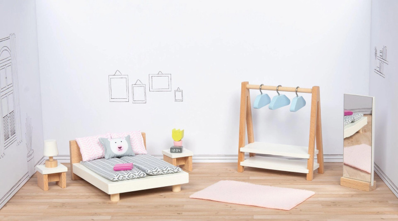 Nábytek pro panenky - Ložnice moderní světlá (Goki)