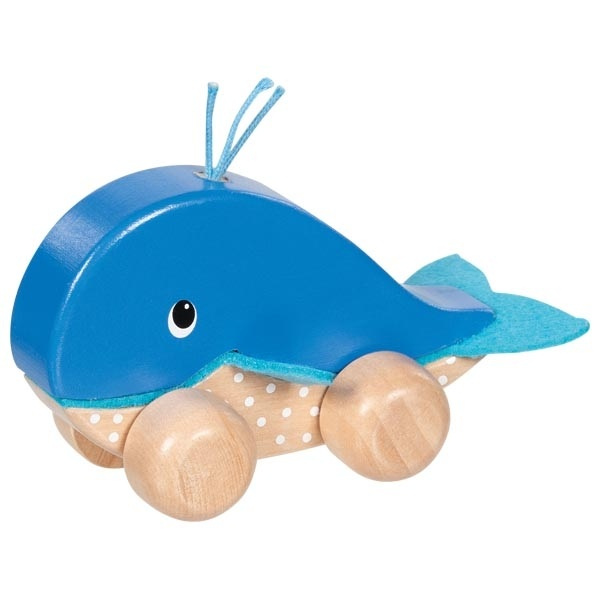 Zvířátko na kolečkách - Velryba Finnie dřevěná (Goki)