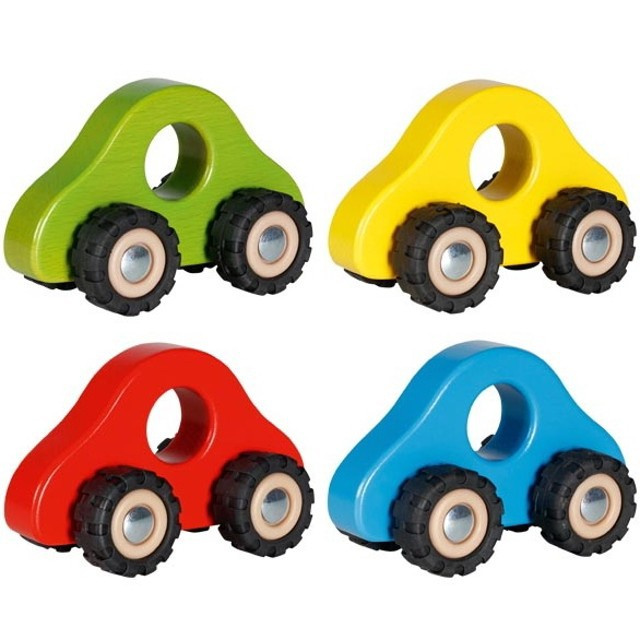 Goki Dřevěné auto s gumovými koly Oranžová