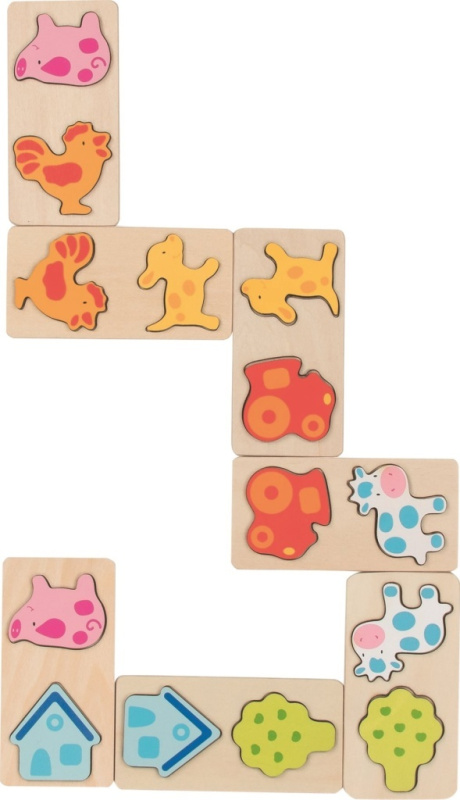 Domino - 3D reliéf, Na farmě dřevěné, 28ks (Goki)