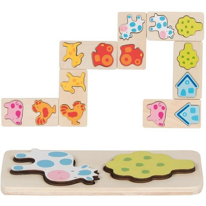 Domino - 3D reliéf, Na farmě dřevěné, 28ks (Goki)