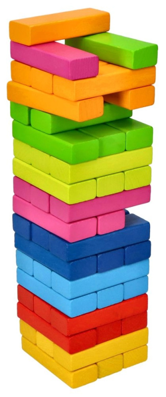 Dřevěná věž Jenga duhová 48 dílů