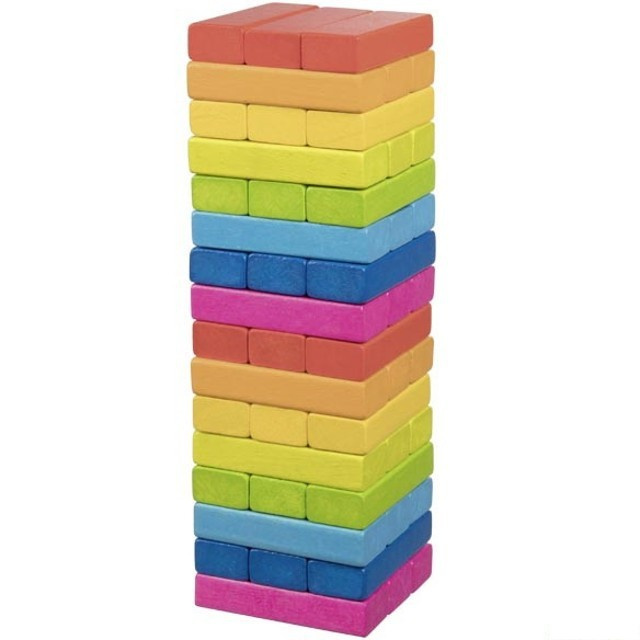 Dřevěná věž Jenga duhová 48 dílů