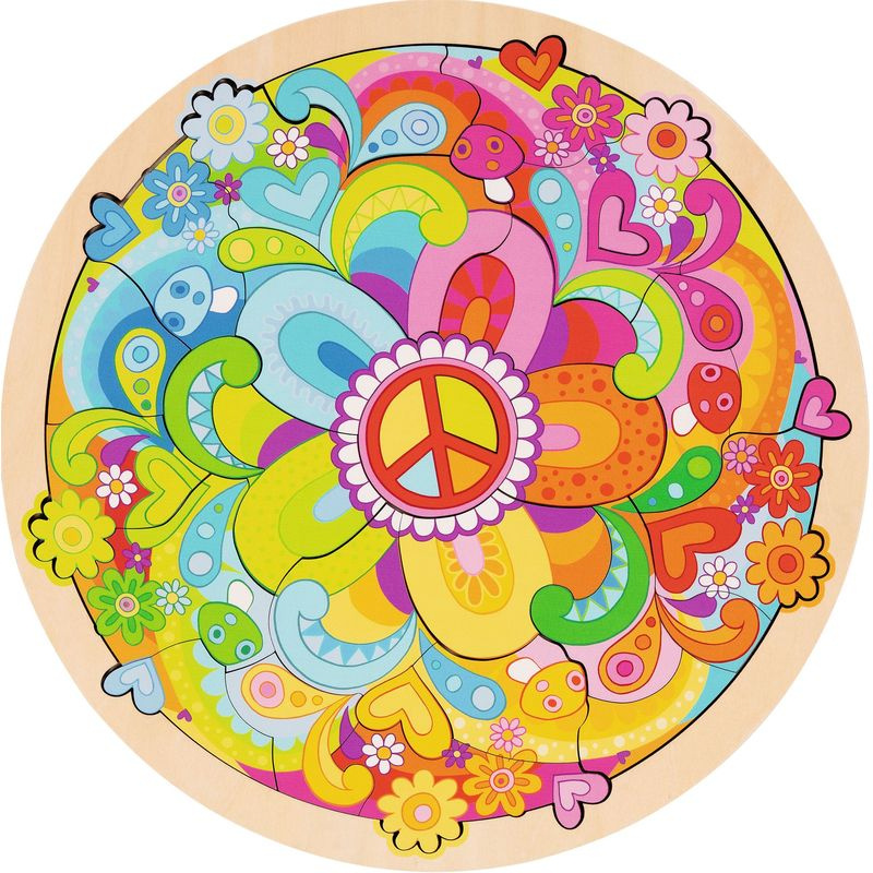 Hlavolam dřevěný - Puzzle na desce, Mandala Flower Power (Goki)