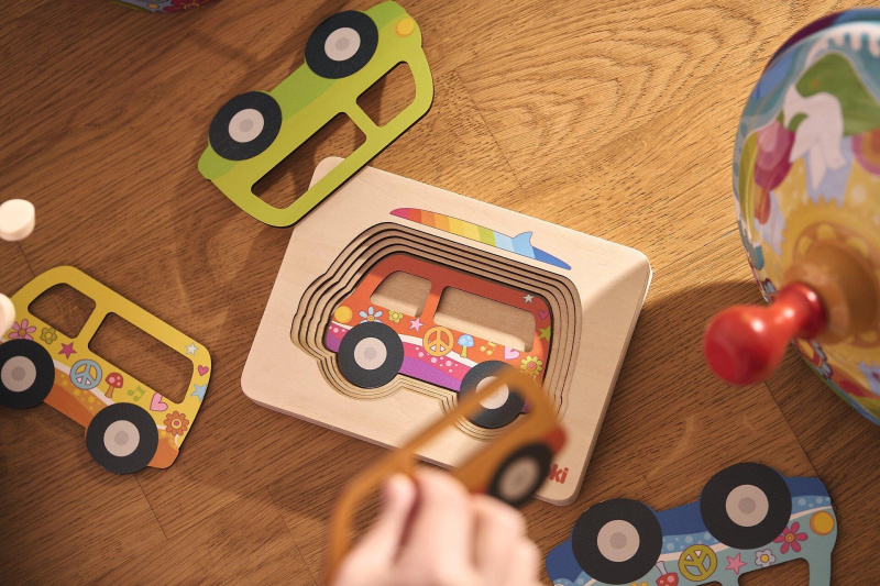 Puzzle vícevrstvé - Auto Van Hippies, 5 vrstev (Goki)