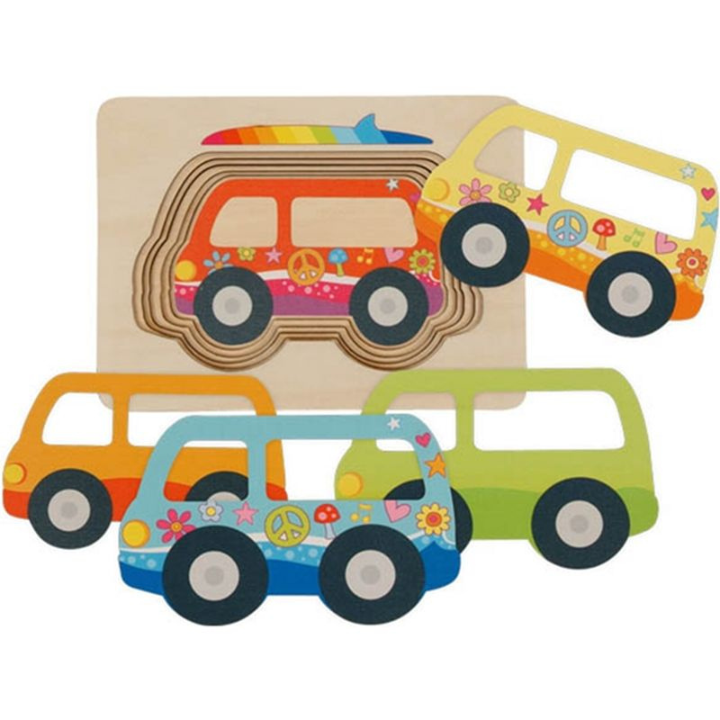 Puzzle vícevrstvé - Auto Van Hippies, 5 vrstev (Goki)