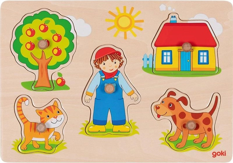 Puzzle vkládací - Pejsek a kočička, 5ks (Goki)