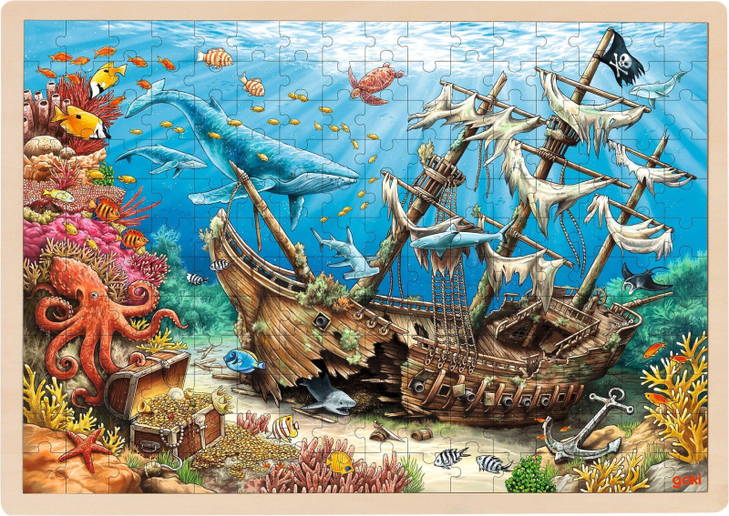 Puzzle na desce - Maxi, Potopená loď, 192 dílků (Goki)