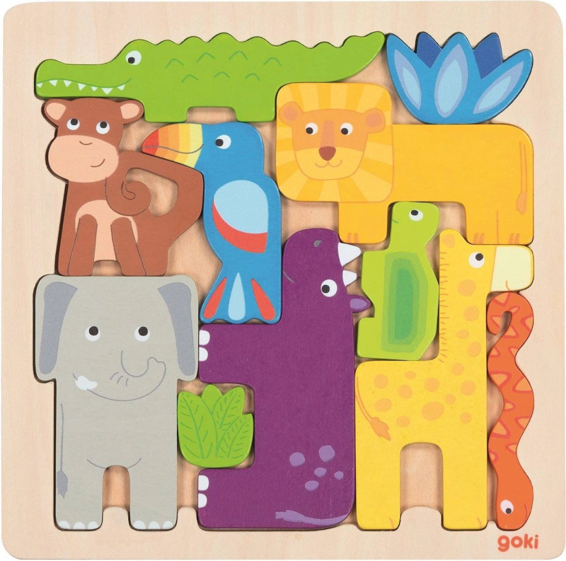 Puzzle pro nejmenší - Na desce, Safari, 11ks (Goki)