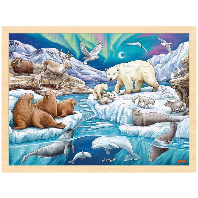 GOKI Dřevěné puzzle Polární noc 96 dílků