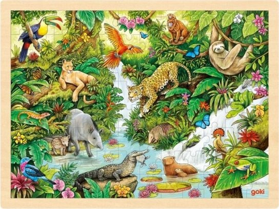 GOKI Dřevěné puzzle Džungle 96 dílků
