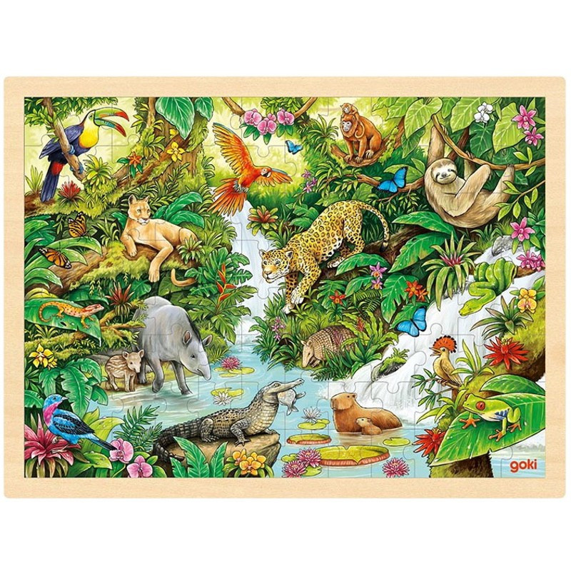 GOKI Dřevěné puzzle Džungle 96 dílků
