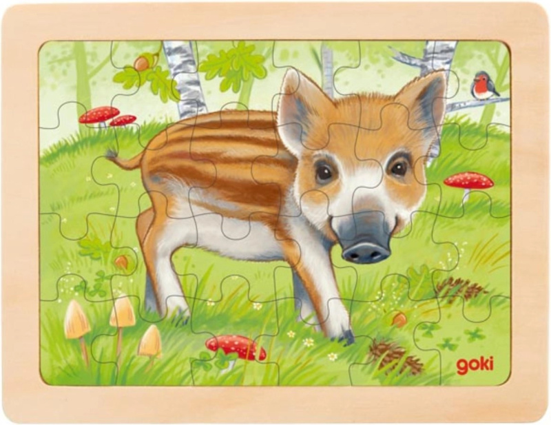 Puzzle na desce - Lesní zvířátka, 24 dílků, 1ks (Goki)