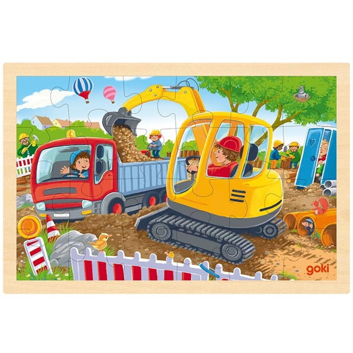 Puzzle se základnou, stavební vozidla