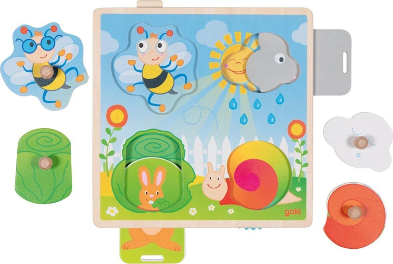 Puzzle odkrývací - Zahrada interaktivní prvky, 4ks (Goki)