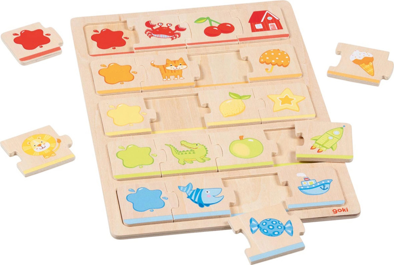 Puzzle výukové - Co kam patří, Třídíme barvy, 20 dílků (Goki)