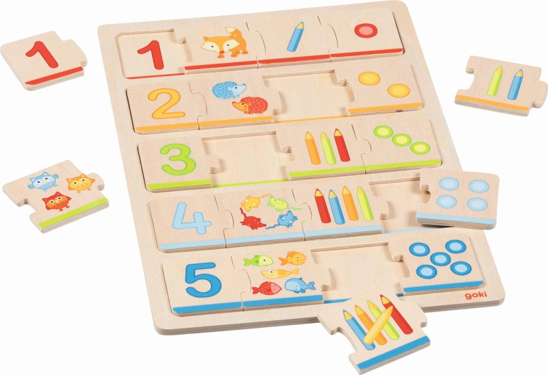 Puzzle výukové - Co kam patří, Počítání, 20 dílků (Goki)