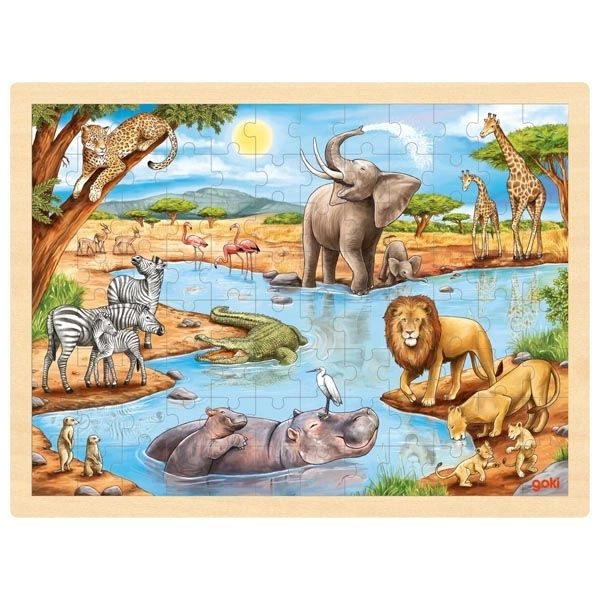 GOKI Dřevěné Africká savana 96 dílků