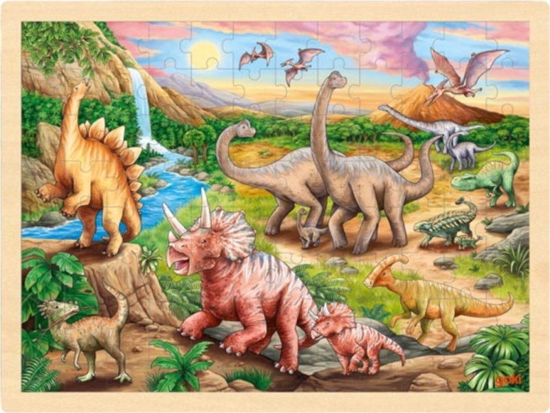 GOKI Dřevěné Dinosauří stezka 96 dílků