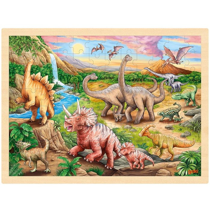 GOKI Dřevěné Dinosauří stezka 96 dílků