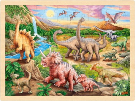 GOKI Dřevěné Dinosauří stezka 96 dílků
