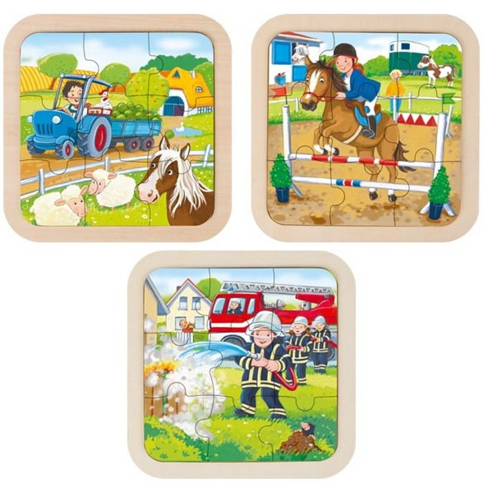 GOKI Dřevěné puzzle Parkur 9 dílků