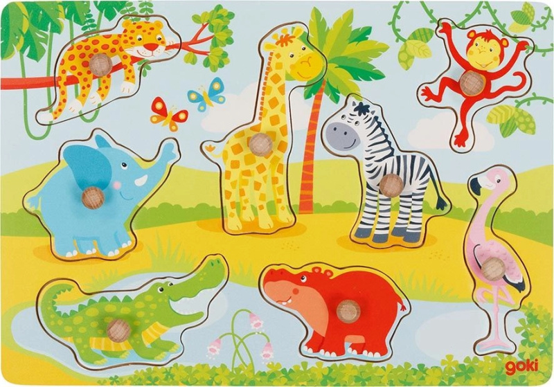 Goki edukační vkládačka/puzzle s úchyty Safari