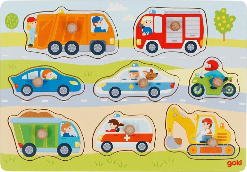 Puzzle vkládací - Doprava dřevěné, 8ks (Goki)