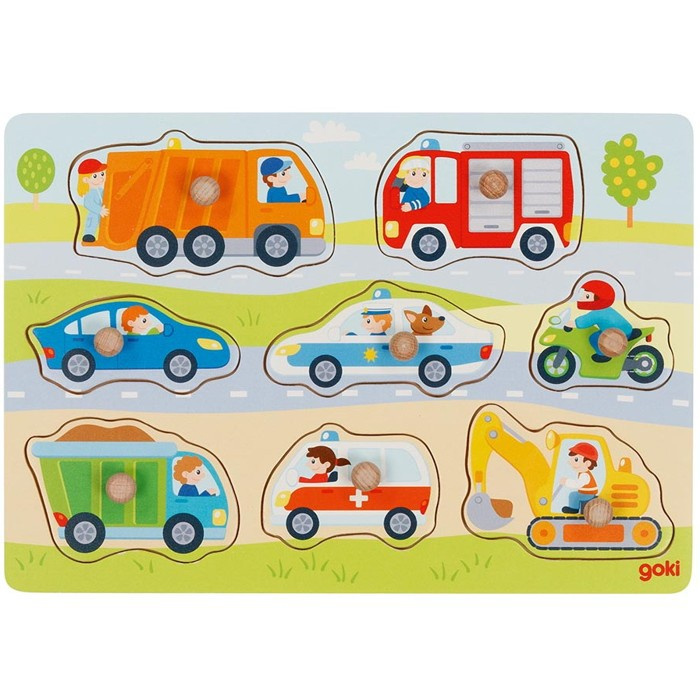 Puzzle vkládací - Doprava dřevěné, 8ks (Goki)