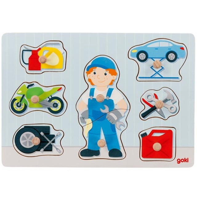 GOKI Dřevěná vkládačka Automechanik
