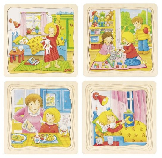 Puzzle vícevrstvé - Můj den, 4 vrstvy, 20ks (Goki)