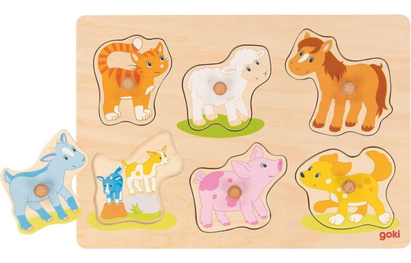 Zvířátka ze statku (Dřevěná vkládačka) - puzzle z kategorie Maxi dílky