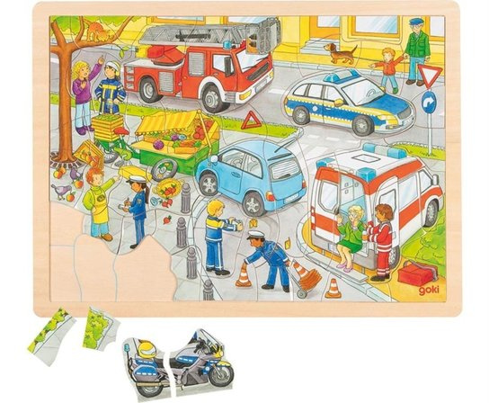 Puzzle na desce - Velké A3, Policejní zásah, 56ks (Goki)