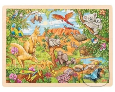 GOKI Dřevěné puzzle Australská zvířata 96 dílků